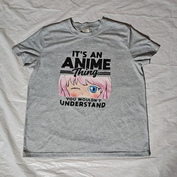 IT'S AN ANIME Thing You WOULDN'T UNDERSTAND Heather Gray Graphic Tee Medium Used - Picture 1 of 10